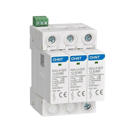Ограничитель имп. перенапр. NXU-Ⅰ+Ⅱ/F 3P In25kA Uc275В Im50kA (R)