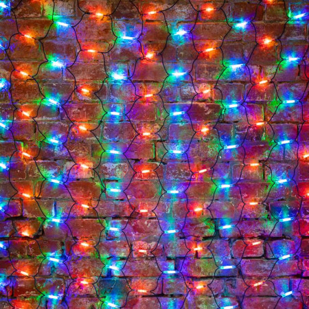 Гирлянда "Сеть" 2x1,5м, черный КАУЧУК, 288 LED Мультиколор