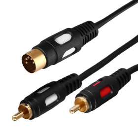 Шнур DIN 5 Pin - 2 RCA, длина 1,5 метра (GOLD)