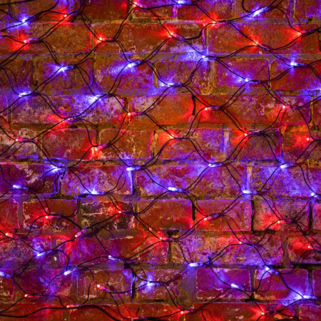 Гирлянда "Сеть" 2х0,7м, черный ПВХ, 176 LED Красные/Синие