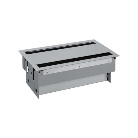 Двухсторонний врезной x12 розеточный блок, щетка, 8x2P+E, 4xUSB з/у, 2 пустых модуля, алюминий, S400