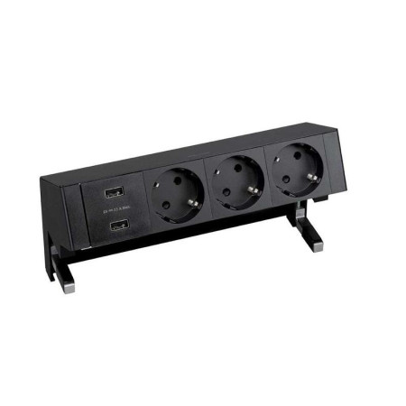 Настольный x4 розеточный блок, 3x2P+E, 2xUSB з/у, черный, S400