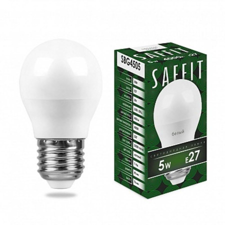 Лампа светодиодная SBG4505 5W 4000K 230V E27 G45