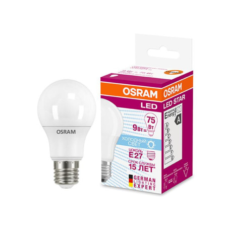 Лампа светодиодная LED STAR Classic A 8, 5W, холодный дневной свет, матовая колба, Е27 LEDSCLA75 8, 5W/840 230VFR E2710X1RU