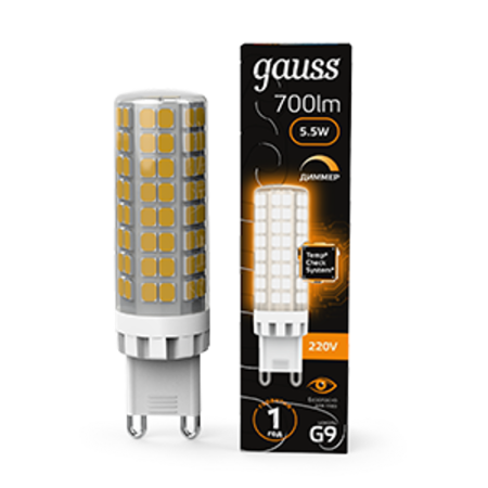 Лампа светодиодная G9 AC185-265V 5,5W 550lm 3000K керамика диммируемая LED 1/10/200