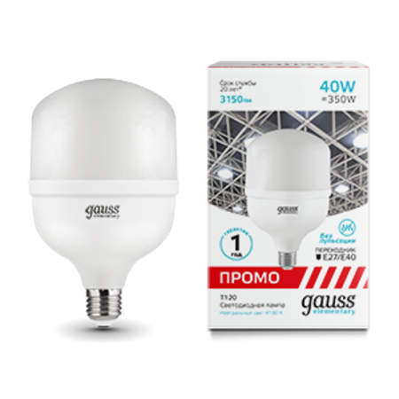 Лампа светодиодная промышленная Elementary T120 40W 3150lm 4100K E40 Promo LED 1/20