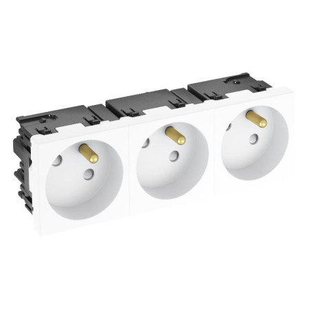Розетка тройная 33° Modul45connect, франц. стандарт, 250 В, 16A (белый) (STD-F3C RW3)