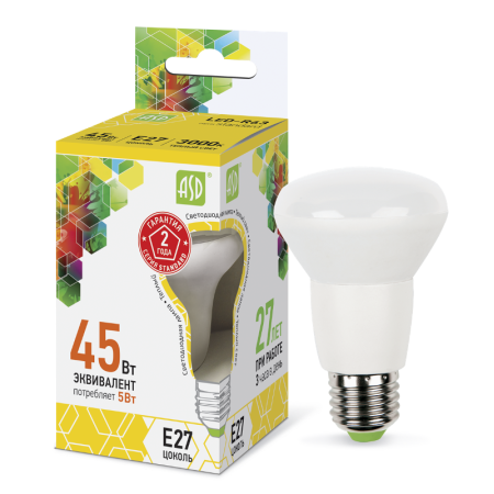 Лампа светодиодная LED-R63-standard 5Вт 230В Е27 3000К 450Лм