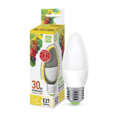 Лампа светодиодная LED-СВЕЧА-standard 3.5Вт 230В Е27 3000К 320Лм