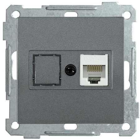 BOLERO антрацит Розетка компьютерная RJ45 Cat6 РК11-1-Б