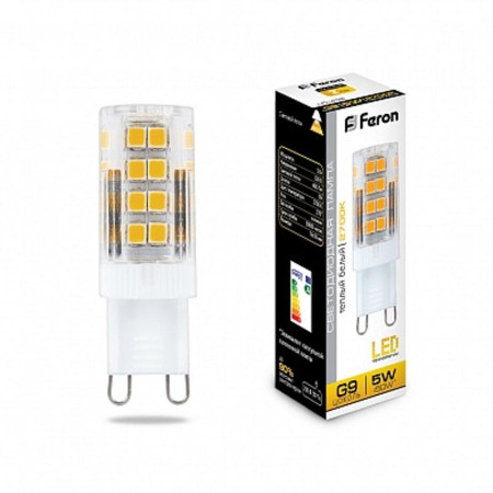 Лампа светодиодная LB-432 (5W) 230V G9 2700K 16x50mm