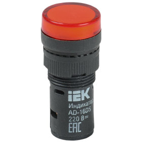 Лампа AD16DS(LED)матрица d16мм красный 230В AC