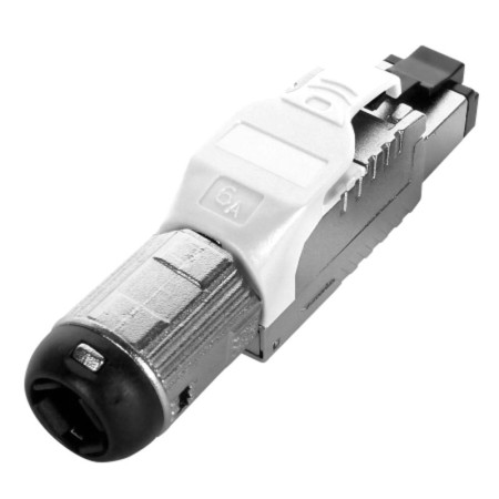 PLUE-8P8C-S-C6A-SH-WH Разъем полевой оконцовки RJ-45 (8P8C) под витую пару, для одножиль. кабеля, toolless, категория 6A, экрани