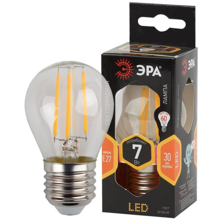 Лампа светодиодная F-LED P45-7W-827-E27 7Вт филамент шар теплый белый свет