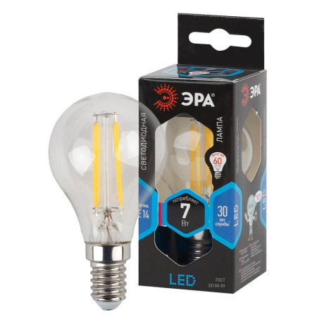 Лампа светодиодная F-LED P45-7W-840-E14 (филамент, шар, 7Вт, нейтр, E14)