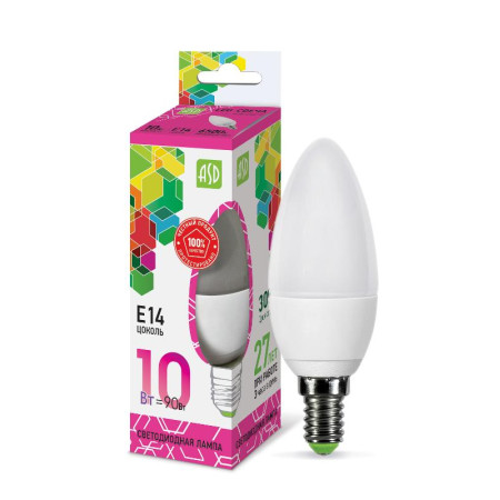 Лампа светодиодная LED-СВЕЧА-standard 10Вт 230В Е14 6500К 900Лм