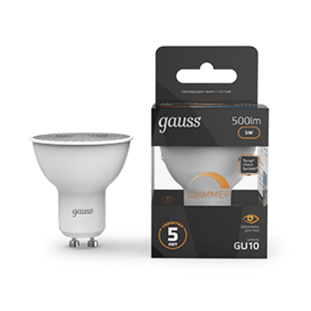 Лампа светодиодная LED 5W MR16 GU10-dim 3000K диммир.