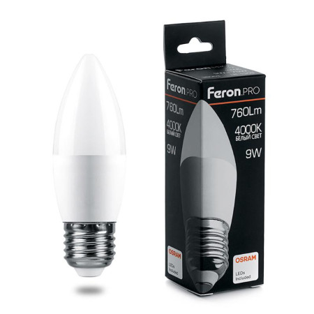 Лампа светодиодная .PRO LB-1309 Свеча E27 9W 4000K OSRAM LED