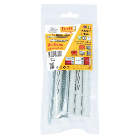 Дюбель фасадн. c шурупом потайн. гол с шлицем TORX 10x100 (4 шт) - пакет