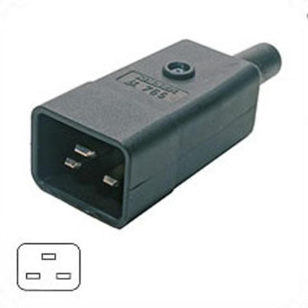 Hyperline CON-IEC320C20 Разъем IEC 60320 C20 220В 16A на кабель, контакты на винтах, прямой