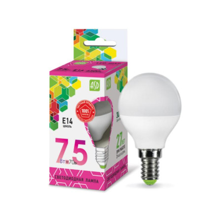 Лампа светодиодная LED-ШАР-standard 7.5Вт 230В Е14 6500К 675Лм