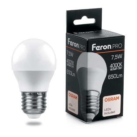 Лампа светодиодная .PRO LB-1407 Шарик E27 7.5W 4000K OSRAM LED