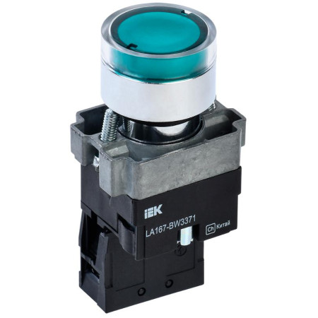 Кнопка LA167-BW3371 d22мм RC 1з с подсвет. зеленая