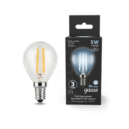 Лампа светодиодная LED 5Вт E14 220В 4100К шар