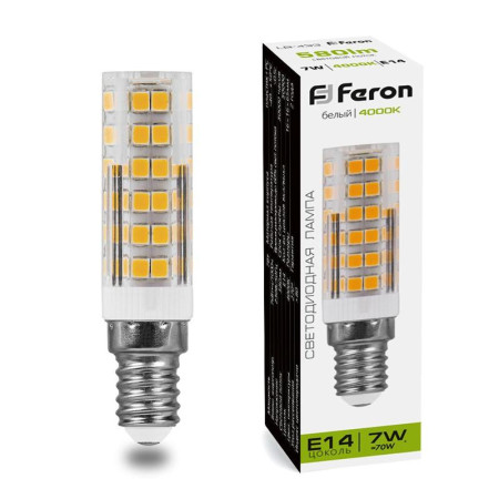 Лампа светодиодная LB-433 (7W) 230V E14 4000K 16x65mm