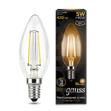 Лампа светодиодная LED 5Вт E14 220В 2700К свеча