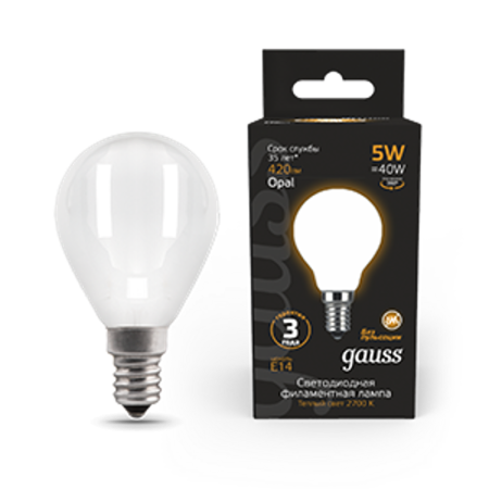Лампа светодиодная Black LED Filament Шар OPAL E14 5W 420lm 2700K