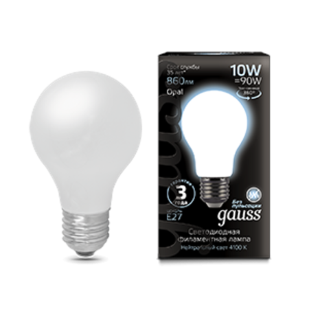 Лампа светодиодная Black LED Filament A60 OPAL E27 10W 860lm 4100К