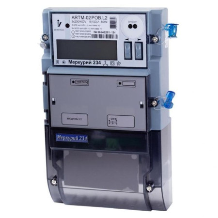 Счетчик Меркурий 234 ARTM2-03 PBR.G 5-10А/400В (мнтар.) ЖКИ (монт. пл.)