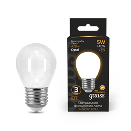 Лампа светодиодная Black LED Filament Шар OPAL E27 5W 420lm 2700K