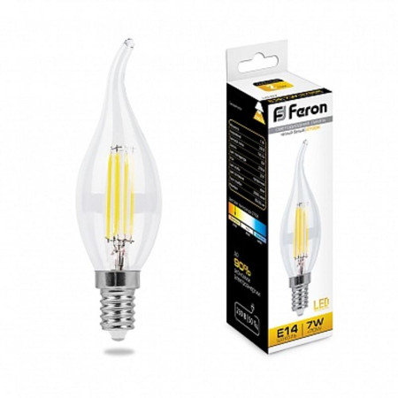 Лампа светодиодная LB-67 (7W) 230V E14 2700K филамент C35T прозрачная