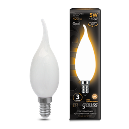 Лампа светодиодная LED 5Вт E14 220В 2700К свеча на ветру