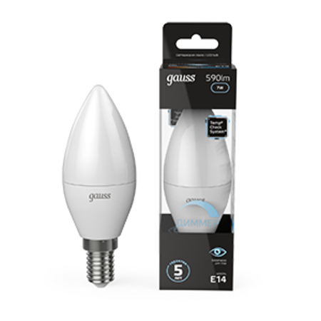 Лампа светодиодная LED 7Вт E14 220В 4100К свеча, диммируемая