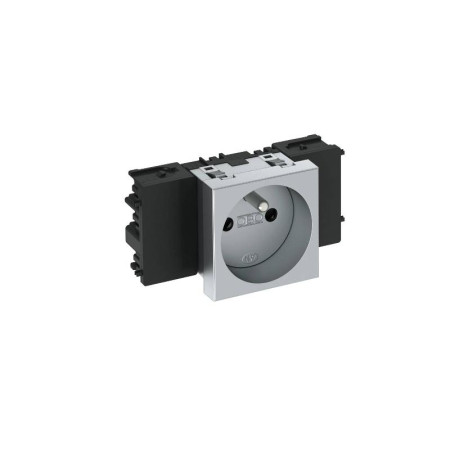 Розетка одинарная 0° Modul45connect франц. стандарт, 250 В, 16A (серебристый) (STD-F0C AL1)