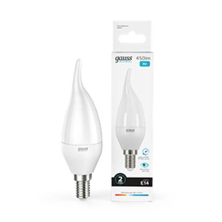 Лампа светодиодная LED 6Вт E14 220В 4100К Elementary свеча на ветру