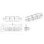 Панель FO-FPM-W120H32-6DSC-BL для FO-19BX с 6 SC (duplex) адаптерами, 12 волокон, одномод, 120x32 мм, адаптеры цвета синий (blue