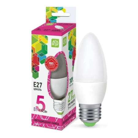 Лампа светодиодная LED-СВЕЧА-standard 5Вт 230В Е27 6500К 450Лм
