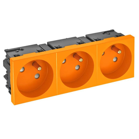 Розетка тройная 33° Modul45connect, франц. стандарт, 250 В, 16A (оранжевый) (STD-F3C ROR3)