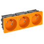 Розетка тройная 33° Modul45connect, франц. стандарт, 250 В, 16A (оранжевый) (STD-F3C ROR3)