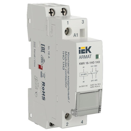 ARMAT Контактор модульный KMR 16А 24В AC/DC 1НО 1НЗ