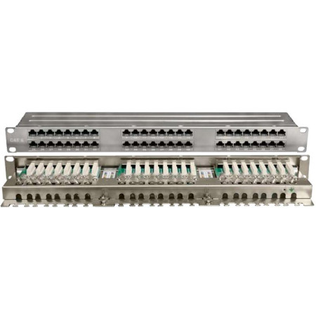 PPHD-19-48-8P8C-C6-SH-110D Патч-панель высокой плотности 19", 1U, 48 портов RJ-45, полный экран, категория 6, Dual IDC