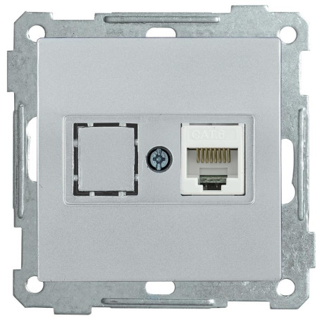 BOLERO серебрянная Розетка компьютерная RJ45 Cat6 РК11-1-Б