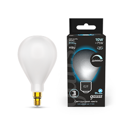 Лампа светодиодная Filament А160 10W 890lm 4100К Е27 milky диммируемая LED 1/6