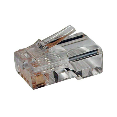 Разъем под витую пару PLUG-8P8C-U-C5-100 RJ-45(8P8C) кат.5e (50 µ"/ 50м.дюй.),универсальный (д. одн. имногож. каб.) (100 шт)