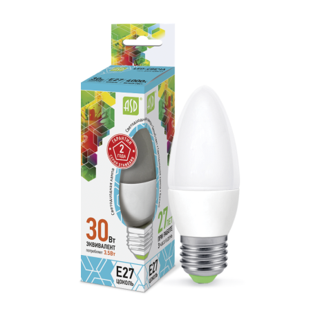 Лампа светодиодная LED-СВЕЧА-standard 3.5Вт 230В Е27 4000К 320Лм