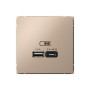ArtGallery Песочный Розетка USB A + тип-C 45Вт высокоскор.заряд. QC, PD, механизм